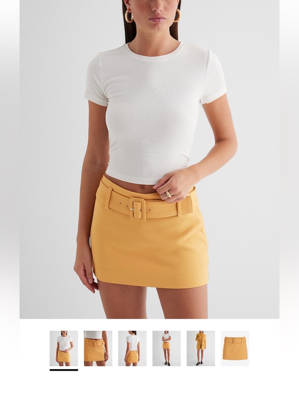 NWT - Express Women's Mustard Yellow Belted Mini Skort